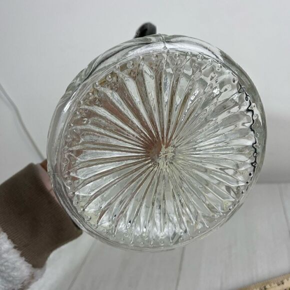 Large Silver Plate Cut Clear Glass Serving Pitcher Carafe - Picture 11 of 13